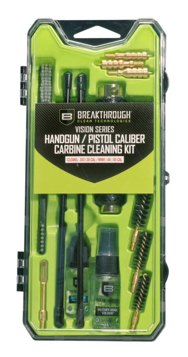 Breakthrough Clean BTCCCHGPCC Vision Series Cleaning Kit Handgun/Pistol Caliber Carbine  Nylon Bristles  15 Pieces  Plastic Case
