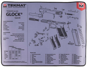 TekMat TEKR20GLOCKG4GY Glock Gen4 Ultra Cleaning Mat Gray Rubber 20″ Long Glock Gen4 Parts Diagram