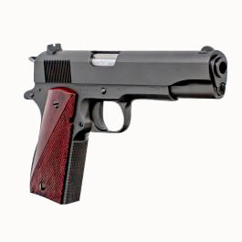 Fusion Firearms 1911GOVERNMENT45 1911 Freedom Government GI 45 ACP 5″ 8+1 Black Beavertail Frame Serrated Military Style Black Slide Red Cocobolo Grip 70 Series Design