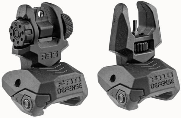 FAB Defense FXFRBS Front and Rear Set of Flip-Up Sights Black Folding for AR-15 M4 M16