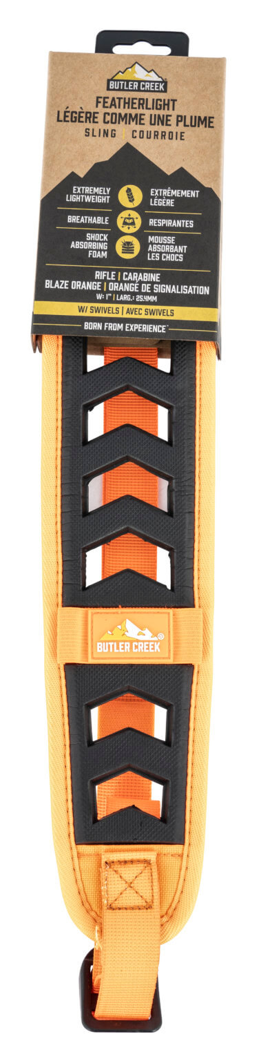 Butler Creek 190036 Featherlight Sling made of Blaze Orange Foam with 22″-36″ OAL 3″ W Adjustable Design 2 Cartridge Loops & Swivels for Rifles