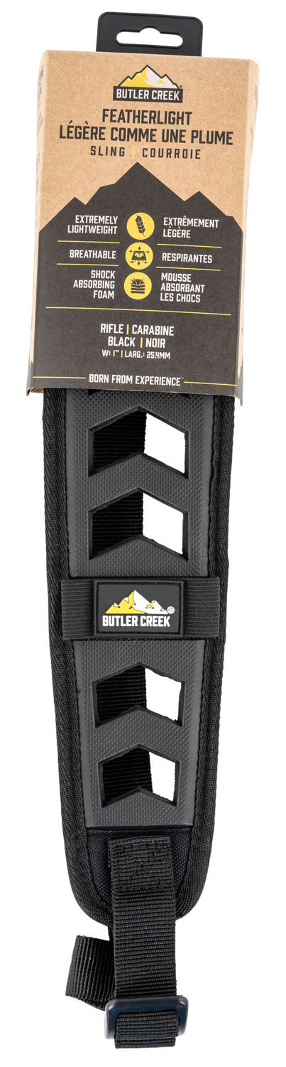 Butler Creek 190034 Featherlight Sling made of Black Foam with 22″-36″ OAL 3″ W Adjustable Design & 2 Cartridge Loops for Rifles (Swivels NOT Included)