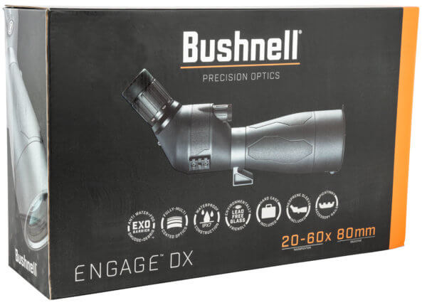 Bushnell SENDX2680A Engage DX 20-60x 80mm Black Rubber Armor Angled Body BaK-4 Porro Prism