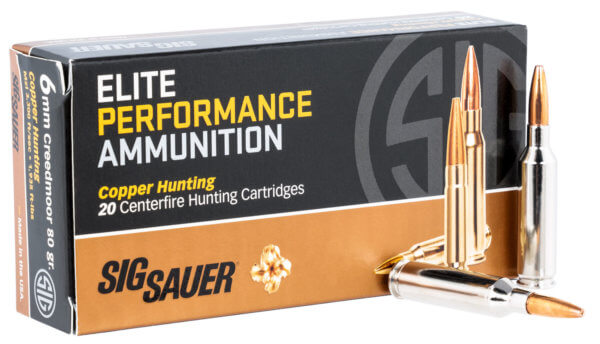 Sig Sauer E6MMCH120 Elite Copper Hunting 6mm Creedmoor 80 gr Copper Hollow Point 20rd Box