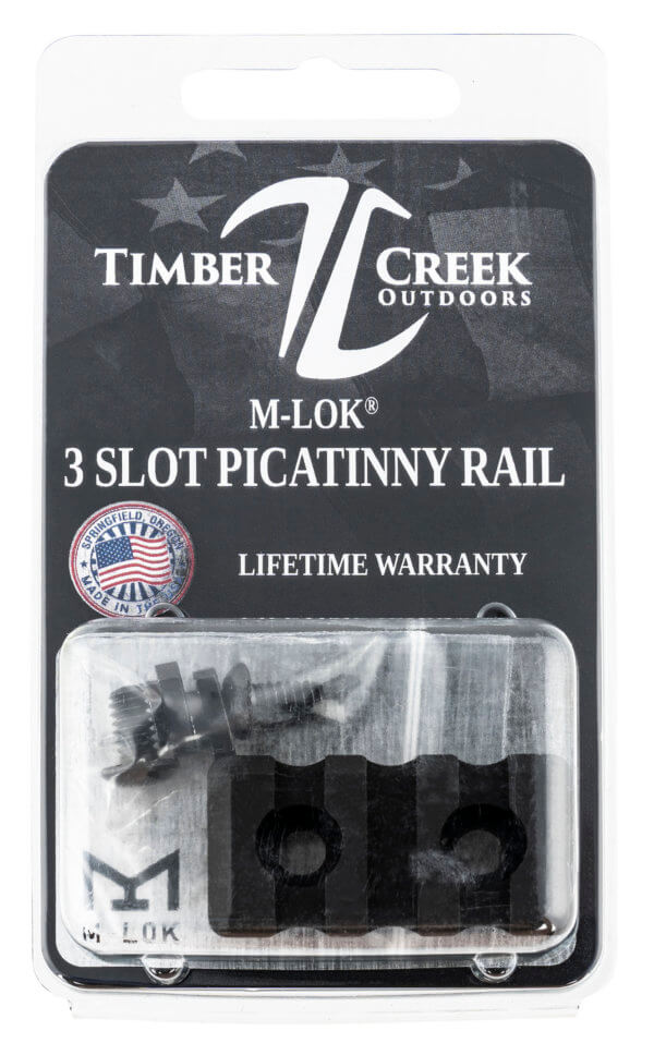 Timber Creek Outdoors M3SPRBL M-LOK 3 Slot Picatinny Rail  Black Anodized