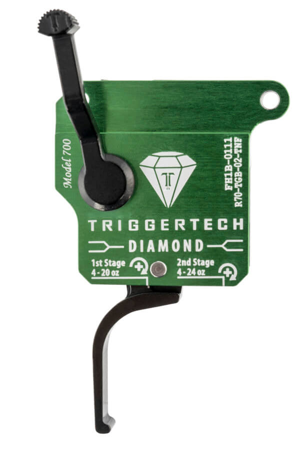 TriggerTech R70TGB02TNP Diamond Two-Stage Pro Curved Trigger with 0.50-2.80 lbs Draw Weight & Green w/Black Parts Finish for Remington 700 Right