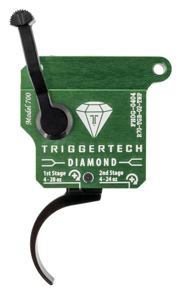 TriggerTech R70TGB02TNF Diamond Two-Stage Flat Clean Trigger with 0.50-2.80 lbs Draw Weight & Green w/Black Parts Finish for Remington 700 Right