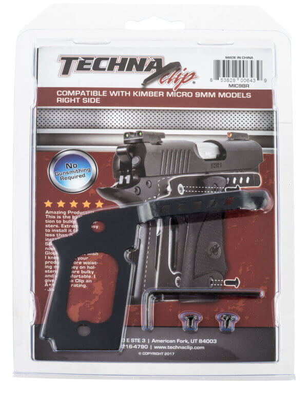 Techna Clip MIC9BR Conceal Carry Gun Belt Clip Fits Kimber Micro9 Black Carbon Fiber Belt Mount