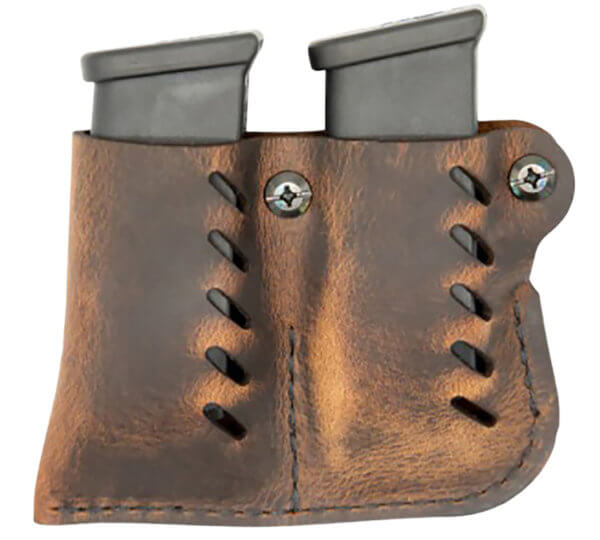 Versacarry 72221 Double Adjustable Single Stack Mag Pouch Belt fits Glock Distressed Brown Buffalo Leather