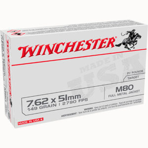 Winchester Ammo WM80 USA 7.62x51mm NATO 149 gr Full Metal Jacket (FMJ) 20rd Box