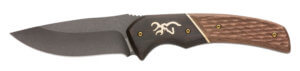 Browning 3220397 Hunter Large 3.63″ Fixed Drop Point Plain Black Oxide Stonewashed 440C SS/Blade Brown Jigged Walnut Handle Includes Sheath