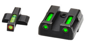 HiViz MPSN621 LiteWave H3 Tritium/LitePipe S&W M&P Shield Sight Set  Black | Green Tritium with Orange Outline Front Sight Orange Fiber Optic Rear Sight