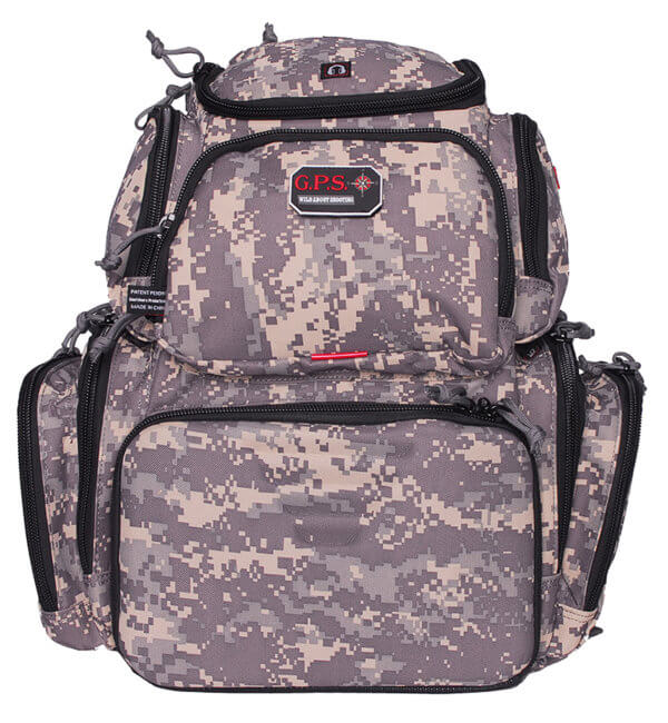 GPS Bags GPS1711BPDC Handgunner Backpack 1000D Nylon Fall Digital Camo with Foam Cradle Holds 4 Medium Handguns Mag Pockets Pull-Out Rain Cover & Visual ID Storage System