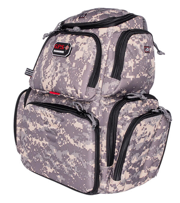 GPS Bags GPS1711BPDC Handgunner Backpack 1000D Nylon Fall Digital Camo with Foam Cradle Holds 4 Medium Handguns Mag Pockets Pull-Out Rain Cover & Visual ID Storage System