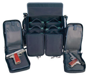 GPS Bags GPS1512MLBR M/L with Foam Cradle Holds 5 Medium Handguns Lift Ports Visual ID Storage System Mag Storage Pocket Pull-Out Rain Cover & Rifle Green with Khaki Trim Finish
