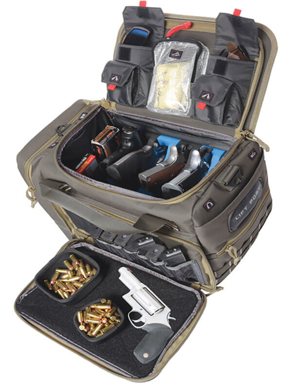 GPS Bags GPS2014LRBP Large with Visual ID Storage System Lift Ports Storage Pockets Lockable Zippers & PRYM1 Blackout Finish Holds Up To 5 Handguns or More & Ammo Includes 4 Ammo Dump Cups