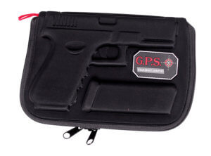 GPS Bags GPS1485PCMF Memory Foam Large Size with Lockable Zippers Mag Storage Pockets & Black Finish Holds 1 Handgun