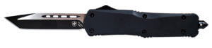 Templar Knife LBR331 Black Rubber Gen II Large 3.50″ OTF Drop Point Plain Black Oxide Stonewashed 440C SS Blade/ 5.25″ Black Rubber/Aluminum Handle Features Glass Breaker Includes Pocket Clip/Sheath