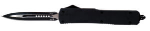 Templar Knife SBR131 Black Rubber Gen II Small 2.69″ OTF Dagger Plain Black Oxide Stonewashed 440C SS Blade/ 4.31″ Black Rubber/Aluminum Handle Features Glass Breaker Includes Pocket Clip/Sheath