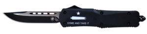 Templar Knife LCATI331 Come And Take It Gen II Large 3.50″ OTF Drop Point Plain 440C SS Blade Black Zinc Aluminum Alloy Handle Features Glass Breaker/Pocket Clip