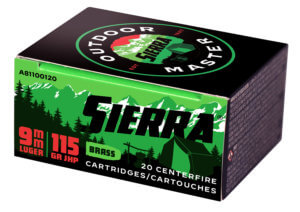Sierra A81100120 Outdoor Master 9mm Luger 115 gr Jacket Hollow Point Sport Master 20rd Box