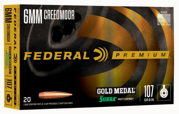 Federal GM6CRDLRHT1 Gold Medal 6mm Creedmoor 109 gr Long Range Hybrid Target 20rd Box