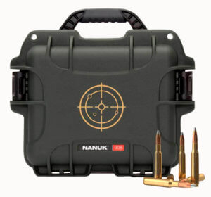 Nanuk 905AMMO1 905 Ammo Case Waterproof Black with White Target Logo Resin & Metal Eyelets Holds 525rds of 223 Rem