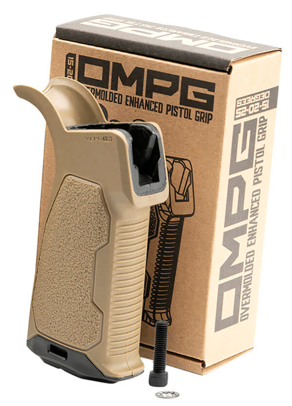 Strike AR-OMPG-15-FDE AR Enhanced Pistol Grip 15 Degrees AR Platform Flat Dark Earth Rubber