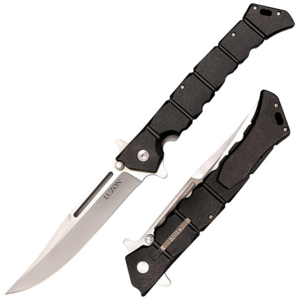 Cold Steel CS20NQX Luzon Large 6″ Folding Plain 8Cr13MoV SS Blade/Black GFN Handle Features Safety Switch Includes Pocket Clip