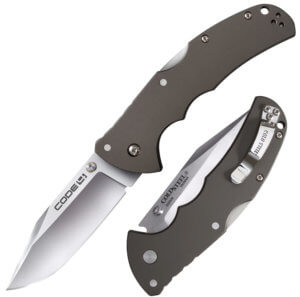 Cold Steel CS58PC Code 4 3.50″ Folding Clip Point Plain Satin Polished S35VN SS Blade/Anodized Gun Metal Gray Aluminum Handle Includes Pocket Clip