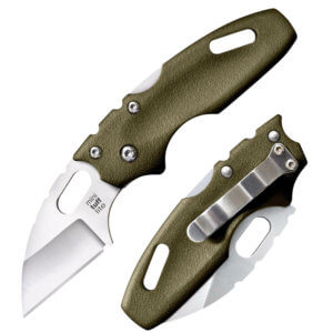 Cold Steel CS28E Grik 3″ Folding Spear Point Plain Satin Polished AUS-8A SS Blade/Black/OD Green GFN Handle Includes Pocket Clip