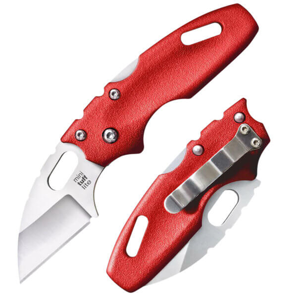 Cold Steel CS20MTR Tuff Lite Mini 2″ Folding Sheepsfoot Plain 4034 Stainless Steel Blade/ Red Griv-Ex Handle Includes Pocket Clip