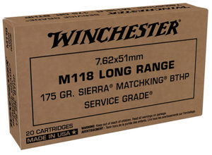 Winchester Ammo SGM118LRW Sierra  7.62x51mm NATO 175 gr Sierra MatchKing Hollow Point Boat-Tail 20rd Box
