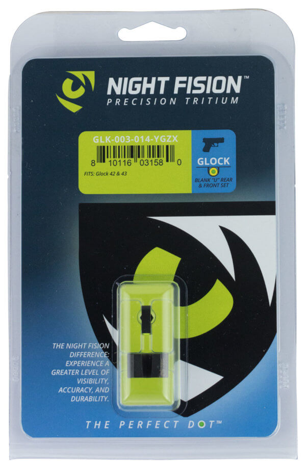 Night Fision GLK003014YGZ Tritium Night Sights For Glock Black | Green Tritium Yellow Ring Front Sight Black Rear Sight