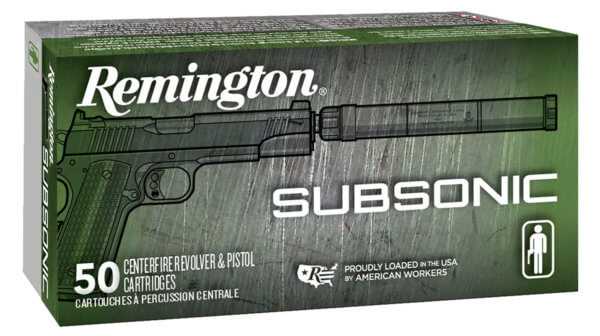 Remington Ammunition 28428 Subsonic  45 ACP 230 gr Flat Nose Enclosed Base 50rd Box