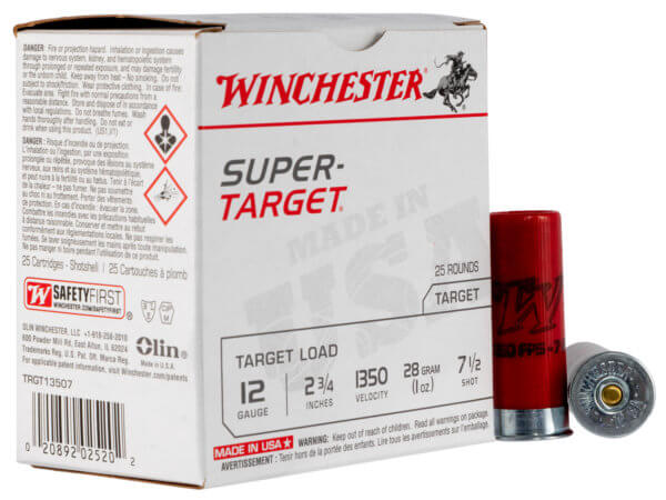 Winchester Ammo TRGT13507 Super-Target Light Target 12 Gauge 2.75″ 1 oz 1350 fps 7.5 Shot 25rd Box