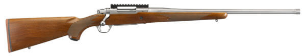 Ruger 57124 Hawkeye Hunter 7mm Rem Mag 3+1 24″ Threaded Barrel Satin Stainless Steel American Walnut Stock Optics Ready