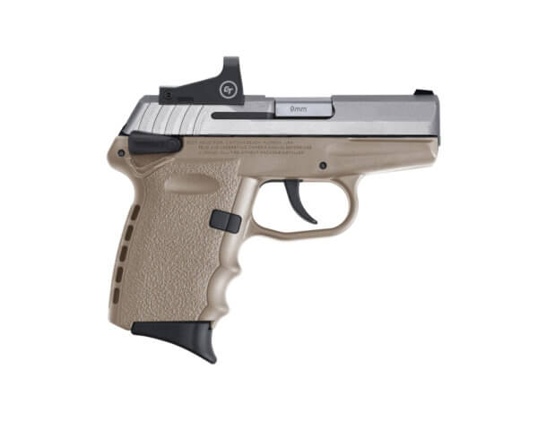 SCCY Industries CPX1TTDERD CPX-1 RD 9mm Luger Caliber with 3.10″ Barrel 10+1 Capacity Flat Dark Earth Finish Frame Stainless Steel Slide & Polymer Grip Includes Crimson Trace CTS-1500 Red Dot