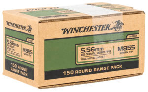 Winchester Ammo WM855150 USA M855 Green Tip 5.56x45mm NATO 62 gr 3060 fps Full Metal Jacket (FMJ) 150rd Box