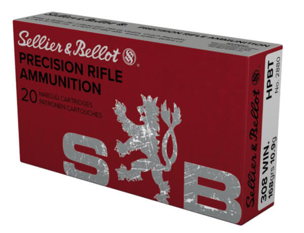 Sellier & Bellot SB308G Rifle  308 Win 168 gr Hollow Point Boat Tail 20rd Box