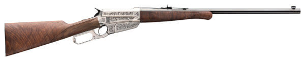 Winchester Repeating Arms 534285154 Model 1895 125th Anniversary 405 Win 4+1 24 Gloss Blued Barrel  Silver Nitride Engraved Receiver  Drilled & Tapped Receiver for Side Mount Sight  Checkered Black Walnut Straight Grip Stock”