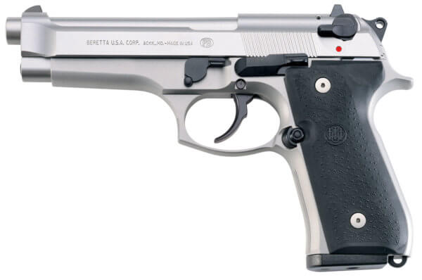 Beretta USA JS92F510 92FS Inox 9mm Luger 4.90″ 10+1 Satin Stainless Steel Slide Black Rubber Grip (USA Made)