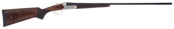 TriStar 38112 Bristol SxS 12 Gauge 28″ 2rd 3″ Silver Engraved with 24K Gold Inlay Rec Oiled Turkish Walnut Stock Right Hand (Full Size) Includes 5 MobilChoke