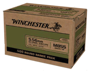 Winchester Ammo WM855500 USA Green Tip 5.56x45mm NATO 62 gr Full Metal Jacket (FMJ) 500 Rounds