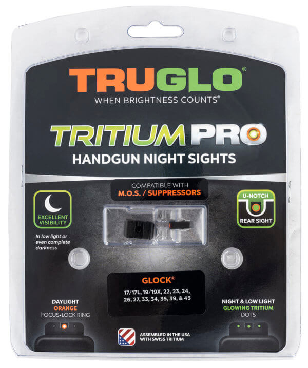 TruGlo TG231G1MC Tritium Pro Black | Green Tritium Orange Outline Front Sight Green Tritium Rear Sight