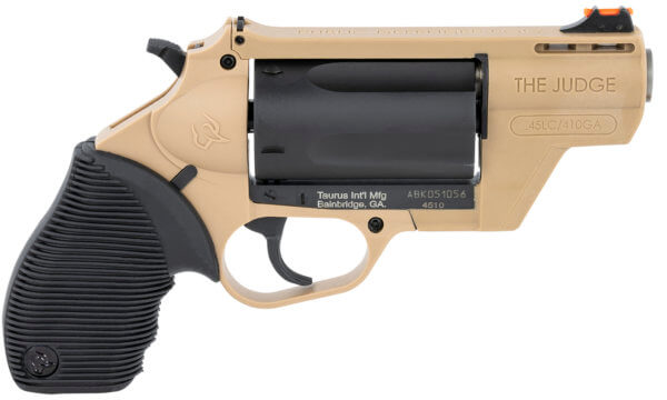 Taurus 2-441021FDE Judge Public Defender 45 Colt (LC)/410 Gauge 5rd 2.50″ Flat Dark Earth Barrel & Frame Matte Black Cylinder Black Ribber Grip