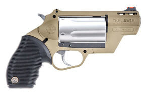Taurus 2-441029FDE Judge Public Defender 45 Colt (LC)/410 Gauge 5rd 2.50″ Flat Dark Earth Barrel & Frame Matte Stainless Cylinder Black Ribber Grip
