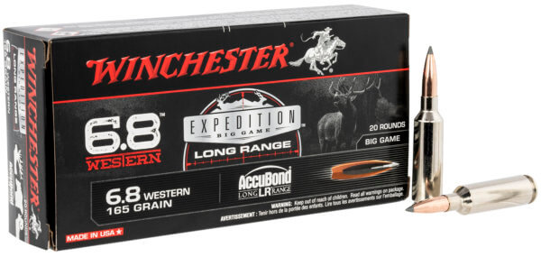 Winchester Ammo S68WLR Expedition Big Game Hunting 6.8 Western 165 gr Nosler AccuBond Long-Range 20rd Box