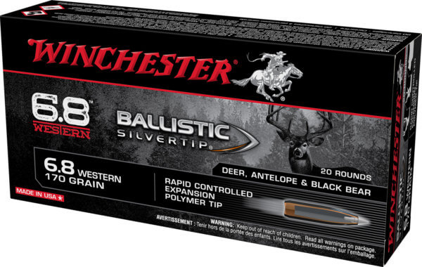 Winchester Ammo SBST68W Ballistic Silvertip Hunting 6.8 Western 170 gr Rapid Controlled Expansion Polymer Tip 20rd Box