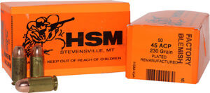 HSM 4512R Training  45 ACP 230 gr Plated Lead Round Nose 50rd Box